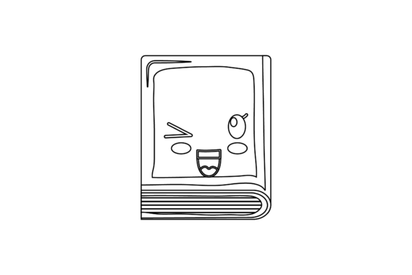 Back to School Book Cute Kawaii Outline Graphics