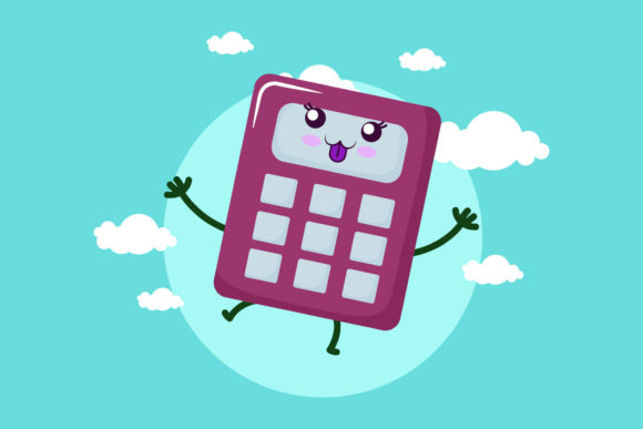 Back to School Calculator Kawaii Cloud Graphics