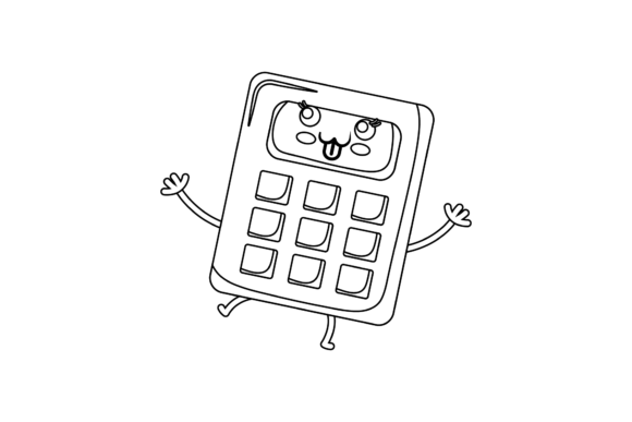 Back to School Calculator Kawaii Outline: A Graphics & Icons Review