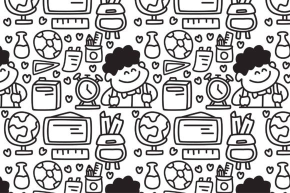 Back to School Cartoon Doodle Pattern
