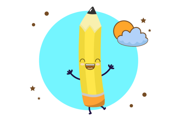 Back to School Kawaii Circle Bubble Graphics and Icons