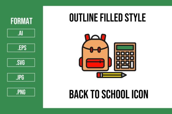 Back to School Outline Filled Icon Graphics and Icons