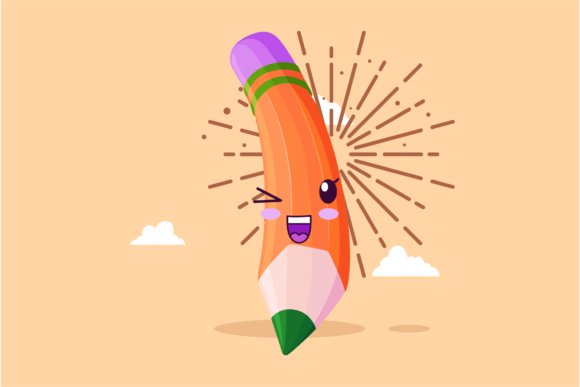 Back to School Pencil Kawaii Cloud Style: Graphics & Icons Review